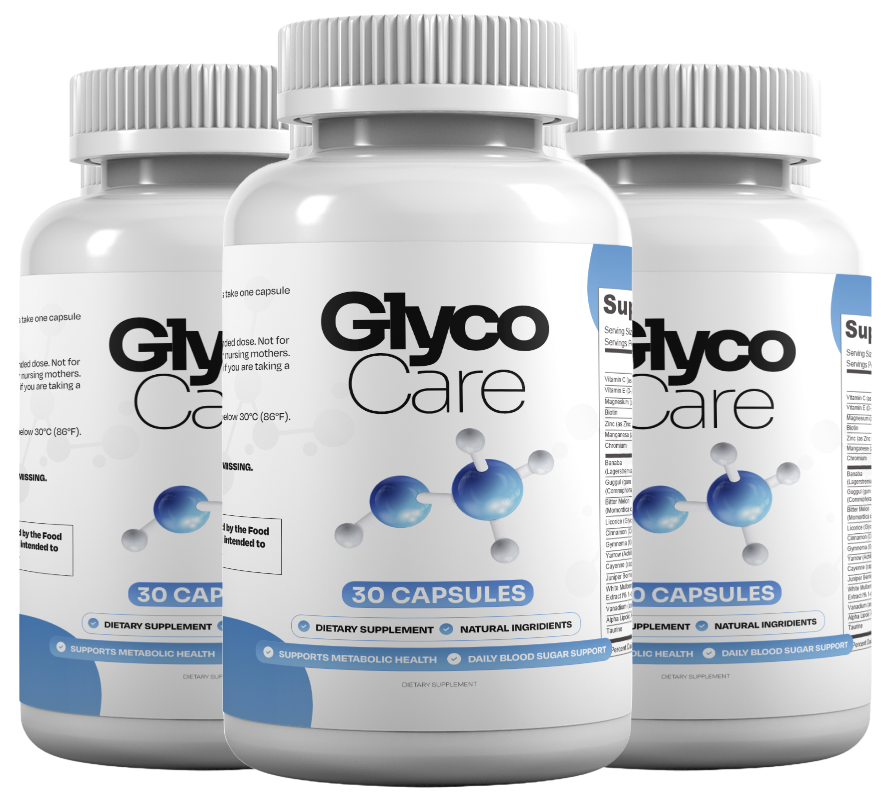 GlycoCare product bottles